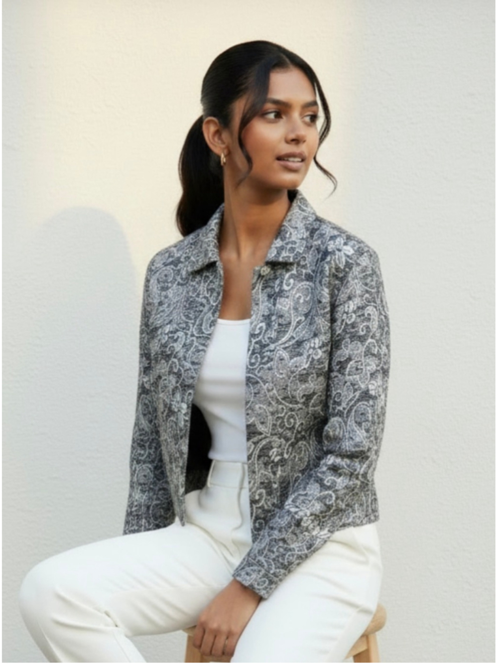 Chico’s Textured Print Jacket Blazer